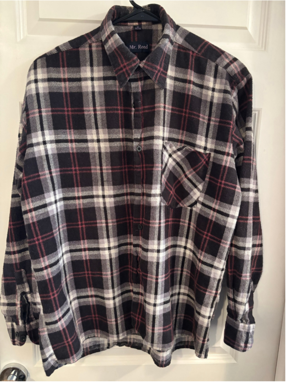 Mr. Reed Plaid Flannel Shirt Men’s Medium 170/176 Black Red White Grunge Goth